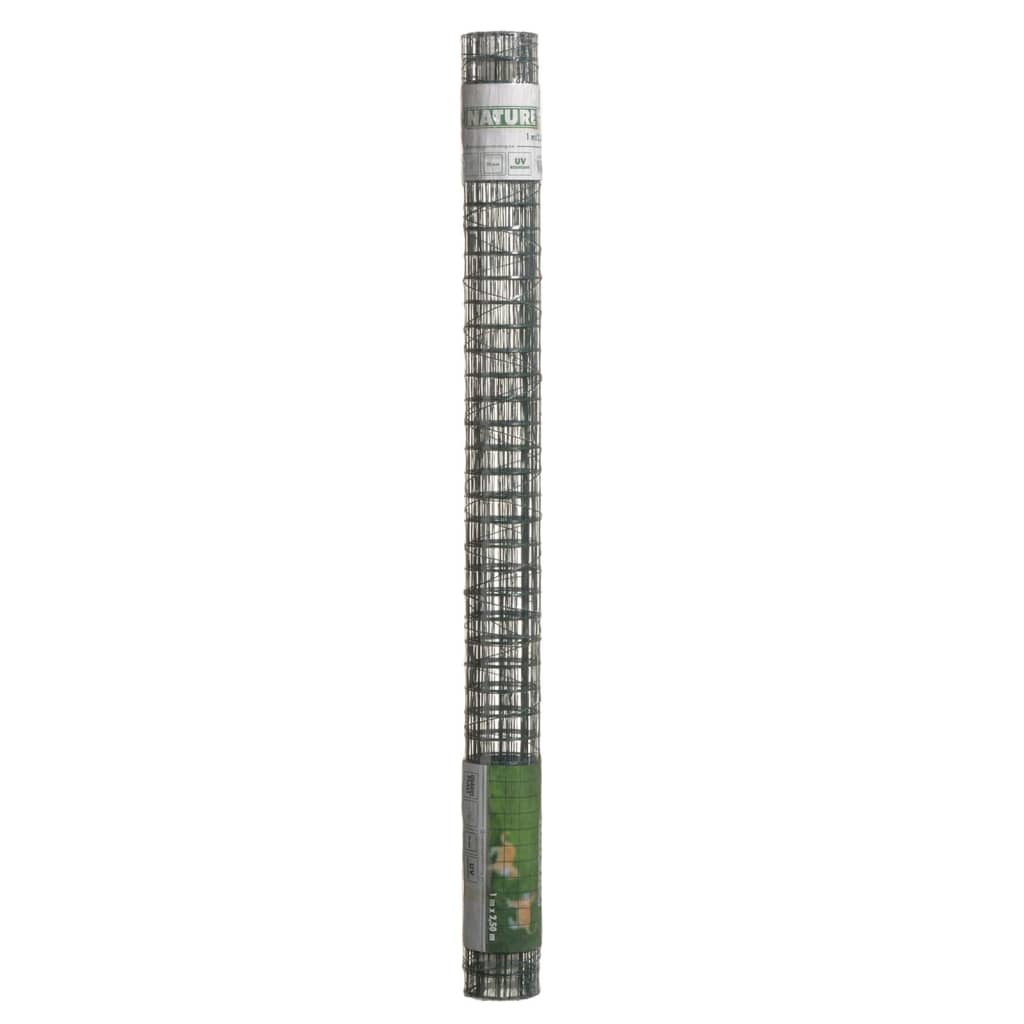 Nature Mesh carré 25 mm 1x2,5 m m en acier en revêtement en plastique vert