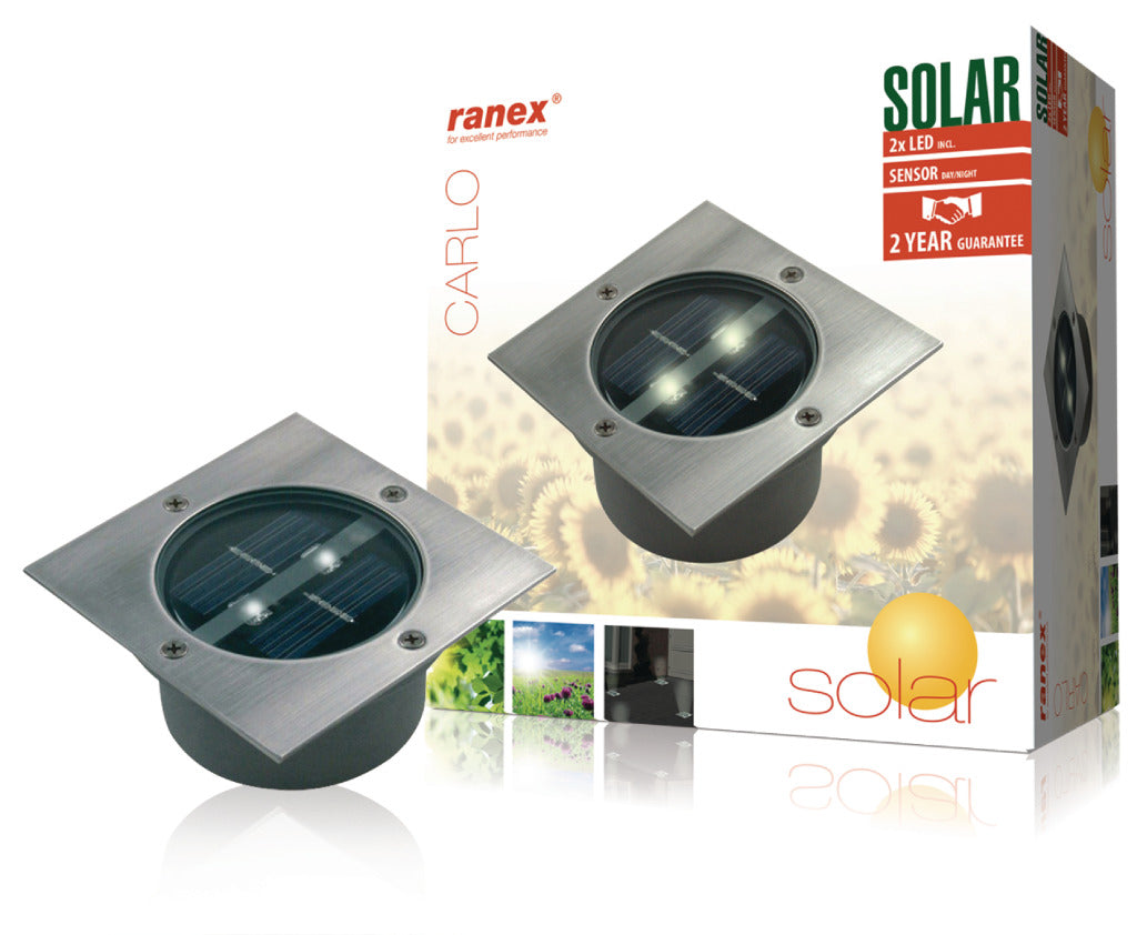Ranex Ranex Ra-5000198 Spot de sol LED carré en acier inoxydable brossé (5000.198)