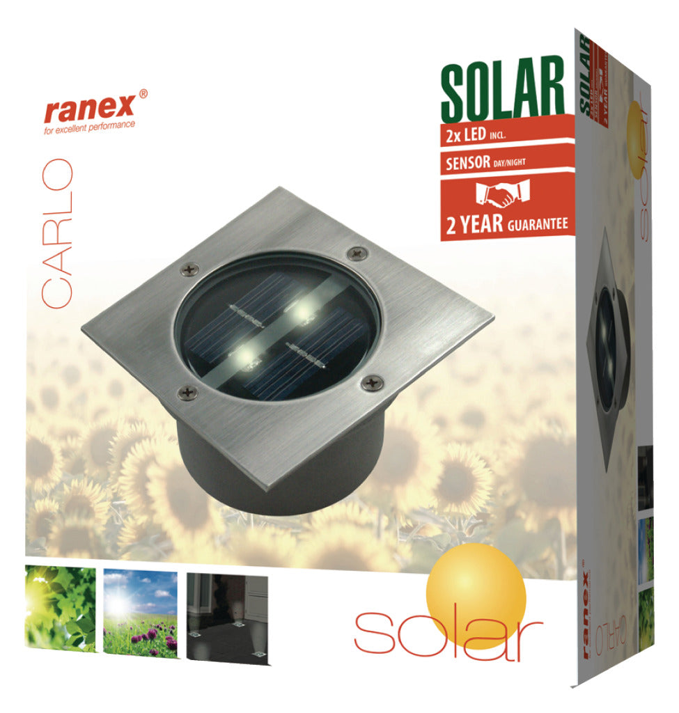 Ranex Ranex Ra-5000198 Spot de sol LED carré en acier inoxydable brossé (5000.198)