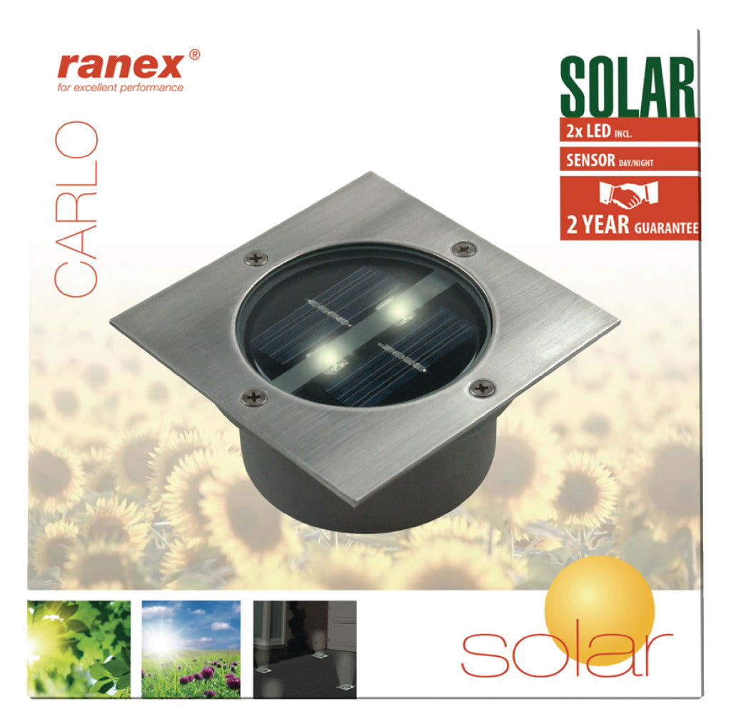 Ranex Ranex Ra-5000198 Spot de sol LED carré en acier inoxydable brossé (5000.198)