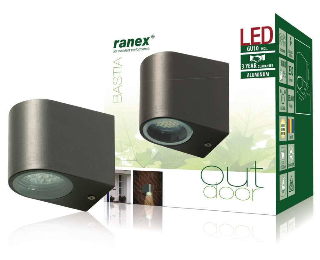 Ranex RA-5000332 Applique d'extérieur LED en acier inoxydable