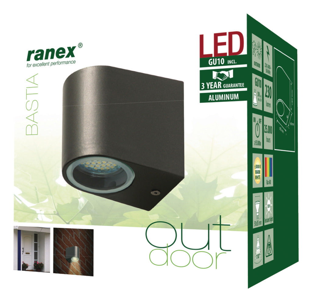 Ranex RA-5000332 Applique d'extérieur LED en acier inoxydable
