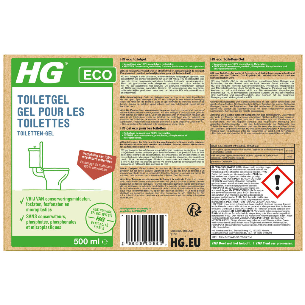 Hg gel toilette éco 500 ml