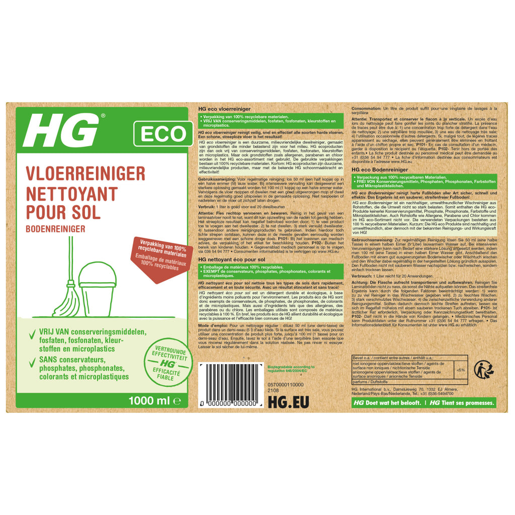Hg nettoyant pour sols éco 1l