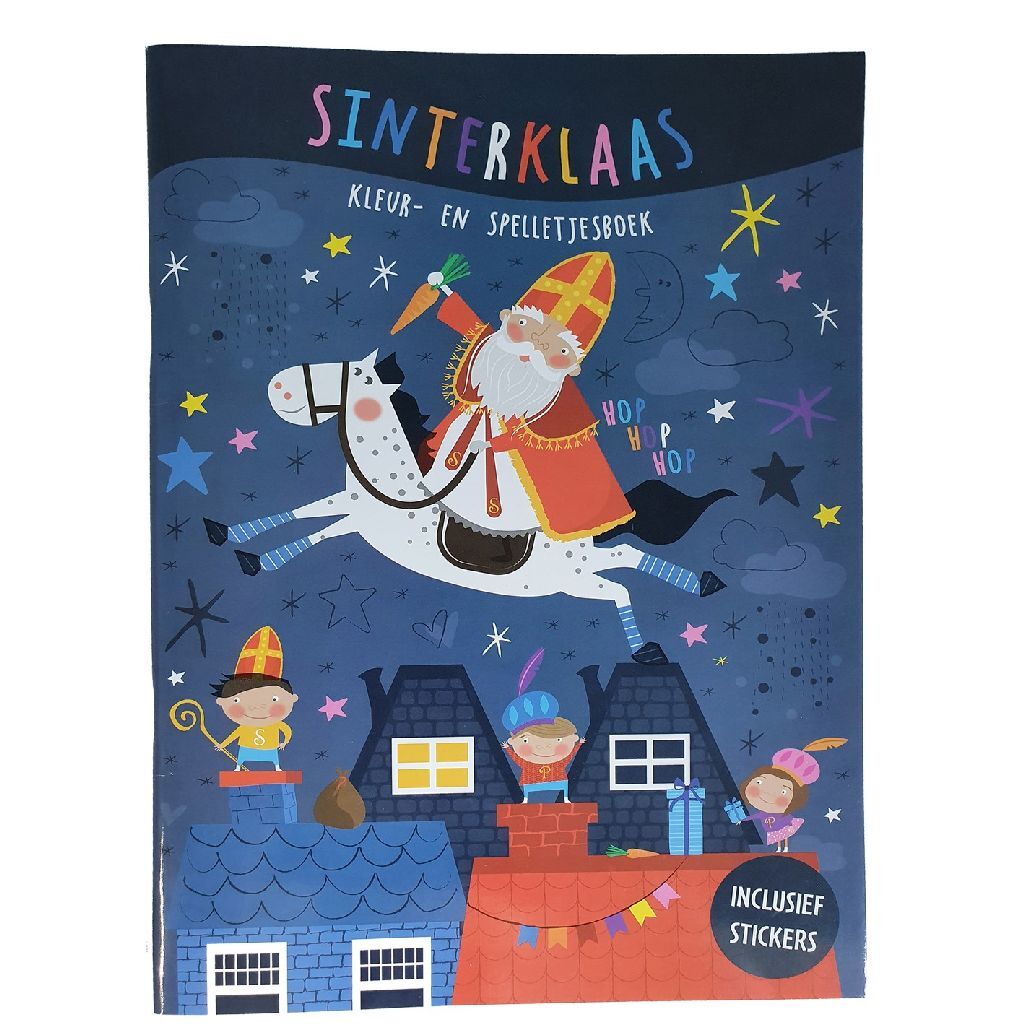 Livre de coloriage et de jeux de base Sinterklaas + autocollants