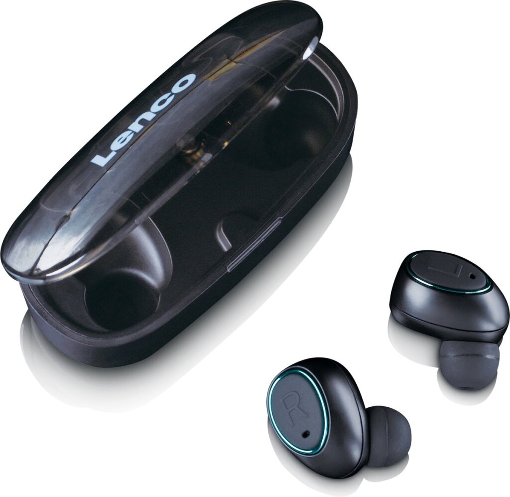 Lenco epb410 écouteur bluetooth ipx4 tws avec banque d'alimentation noir