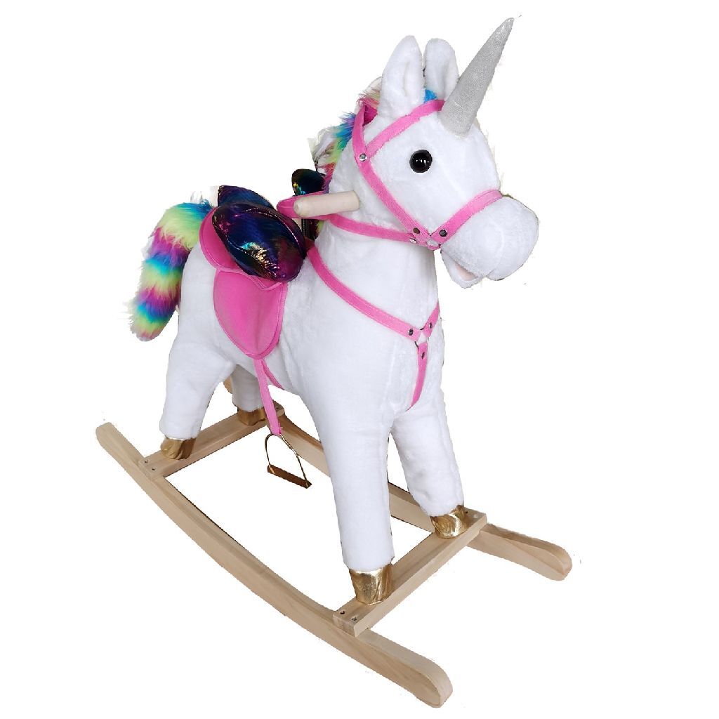 Cheval à bascule licorne peluche Basic avec son 68x29x73 cm