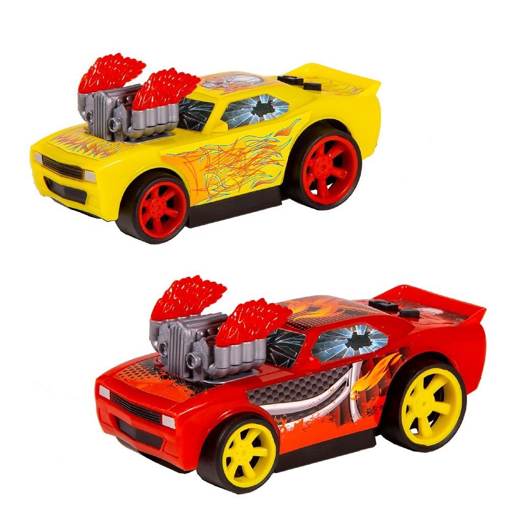 Voiture de course de flammes de base + lumière et son