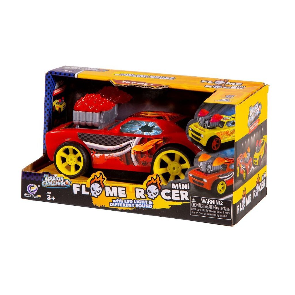 Voiture de course de flammes de base + lumière et son
