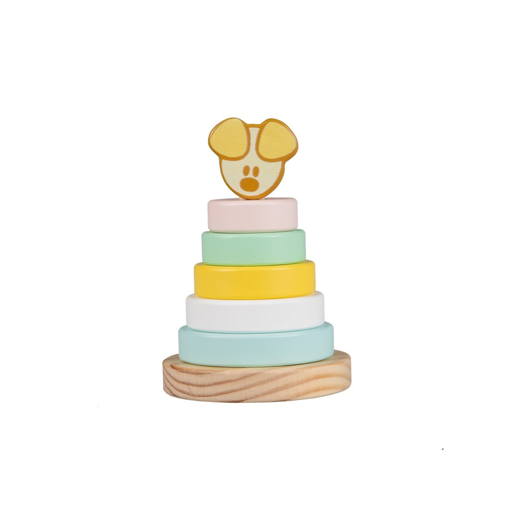 Tour d'empilage pour bébé Rubo Toys Woezel et Pip Pip, 7 pièces.