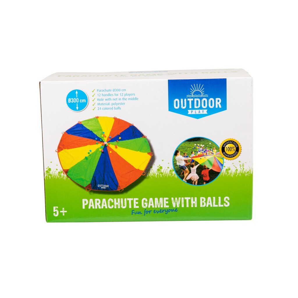 Jouer en plein air en tissu de parachute avec des balles