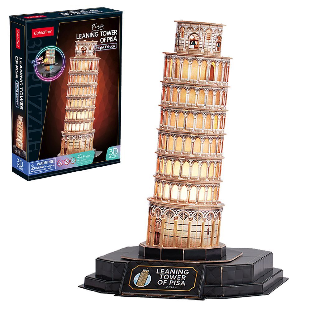 Puzzle 3D amusant cubique Pise + lumière 42 pièces