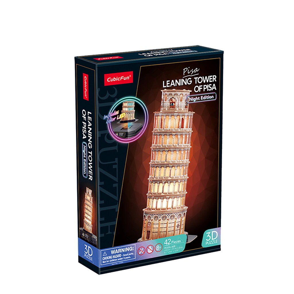 Puzzle 3D amusant cubique Pise + lumière 42 pièces