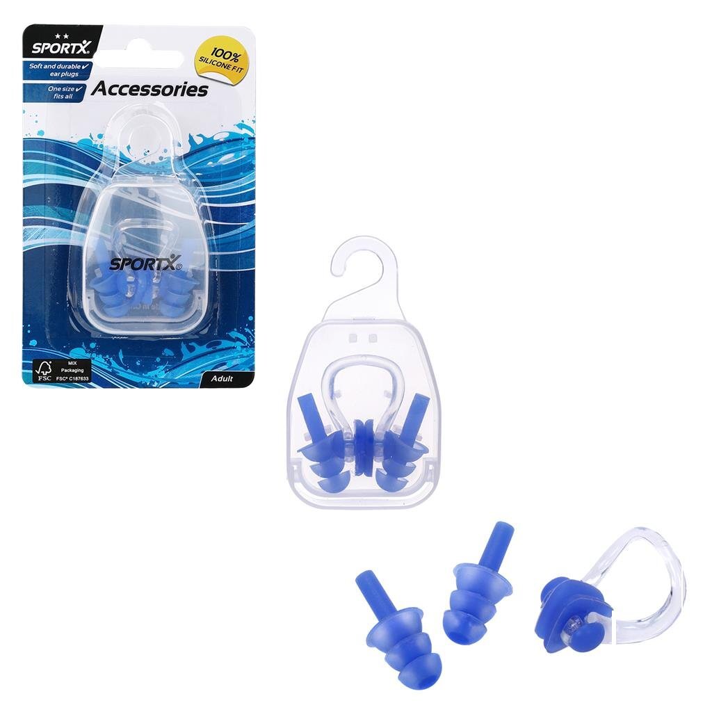 Sportx adultes pince-nez et bouchons d'oreilles 2 étoiles bleu