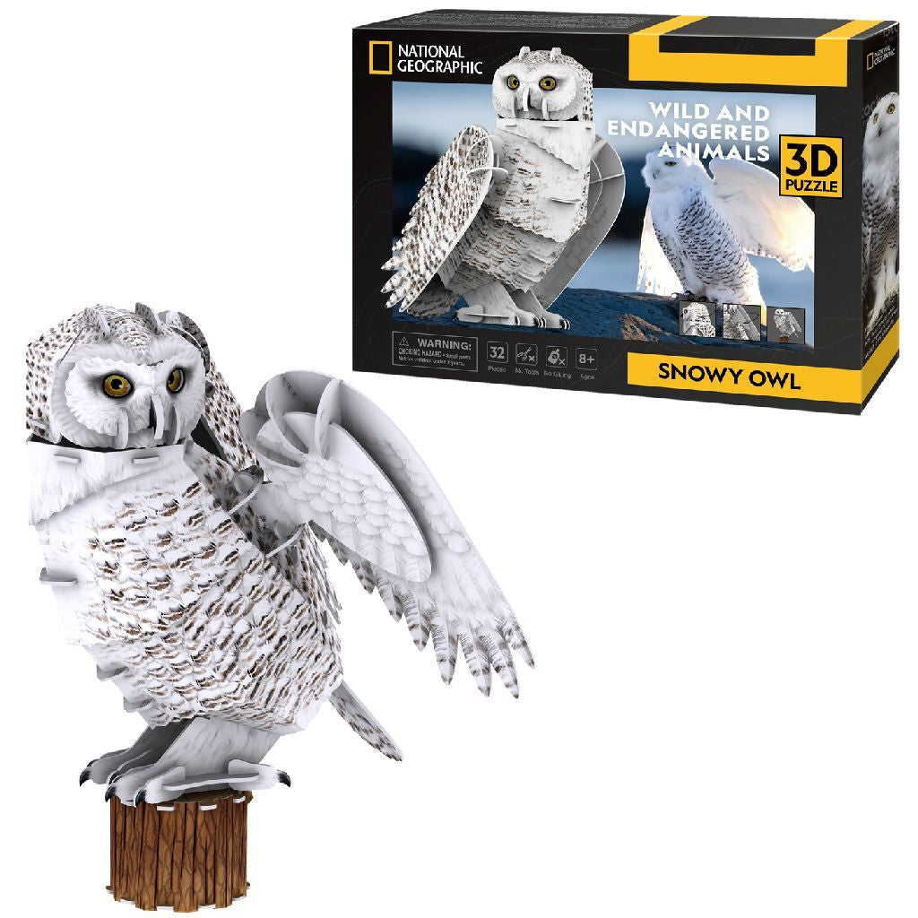 Puzzle 3D cubique amusant National Geographic Harfang des neiges 32 pièces