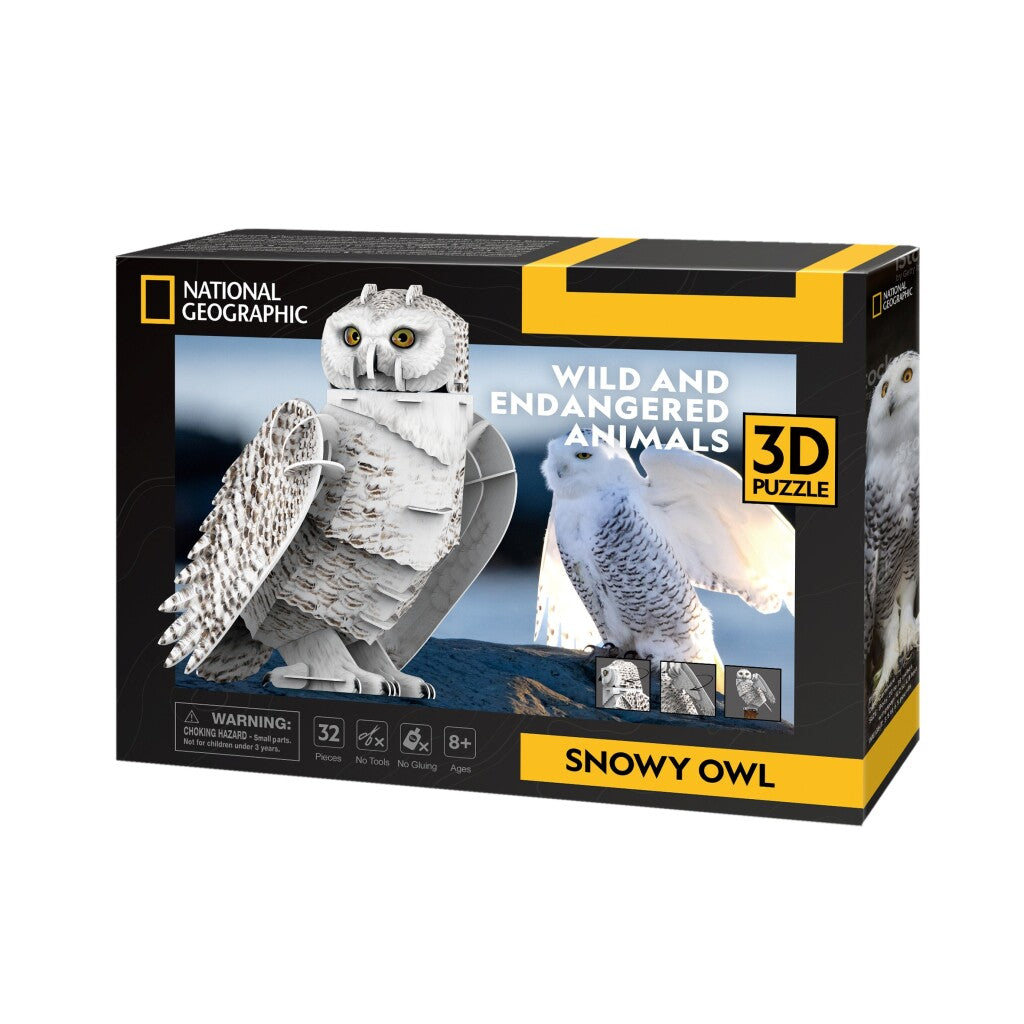 Puzzle 3D cubique amusant National Geographic Harfang des neiges 32 pièces