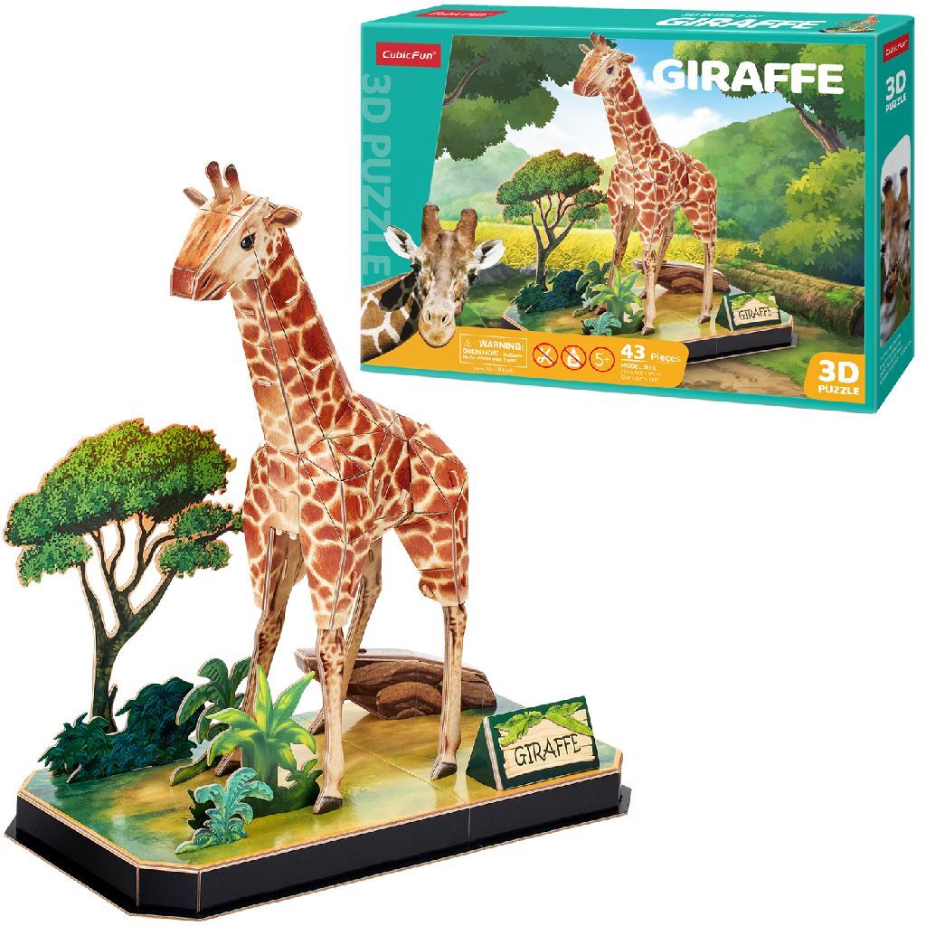 Puzzle 3D cubique amusant girafe 43 pièces