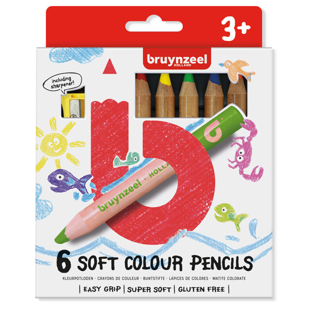 Crayons de couleur doux Bruynzeel 6 pièces