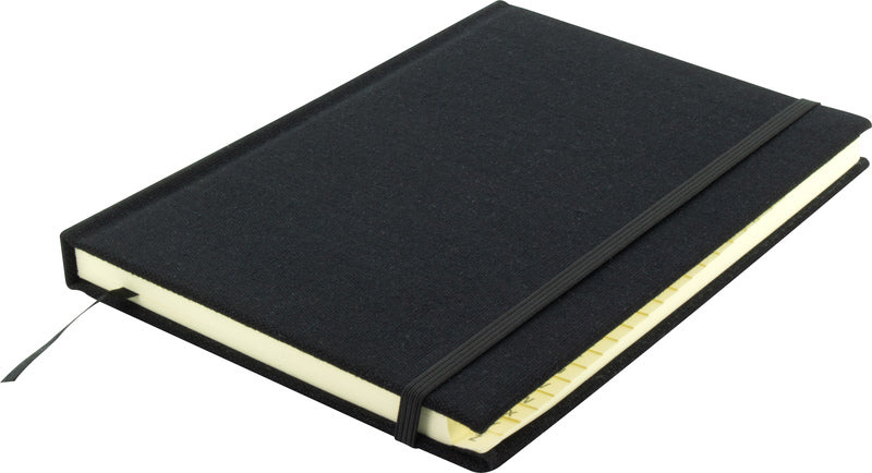Kangaro k-5105 alphabet livre a5 a-z couverture rigide en lin noir, 208 pages, ruban de lecture, élastique