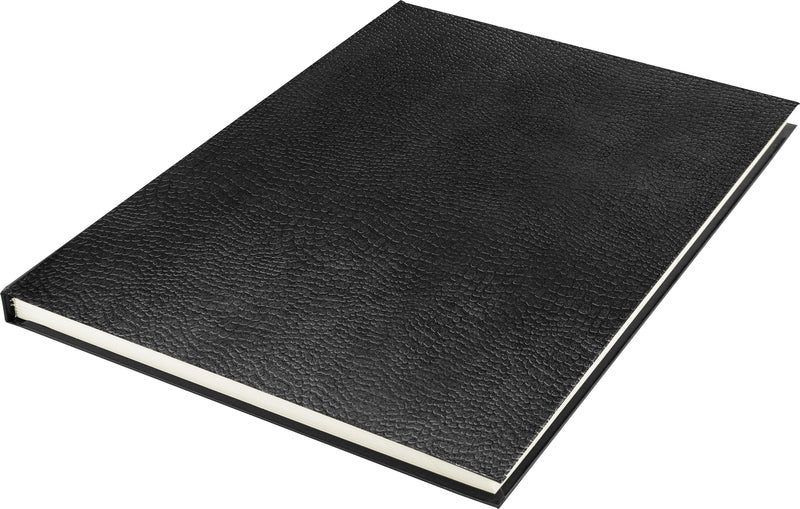 Kangaro k-5321 carnet de croquis a4 crème 120gr papier vierge, 140 pages couverture rigide impression serpent noir