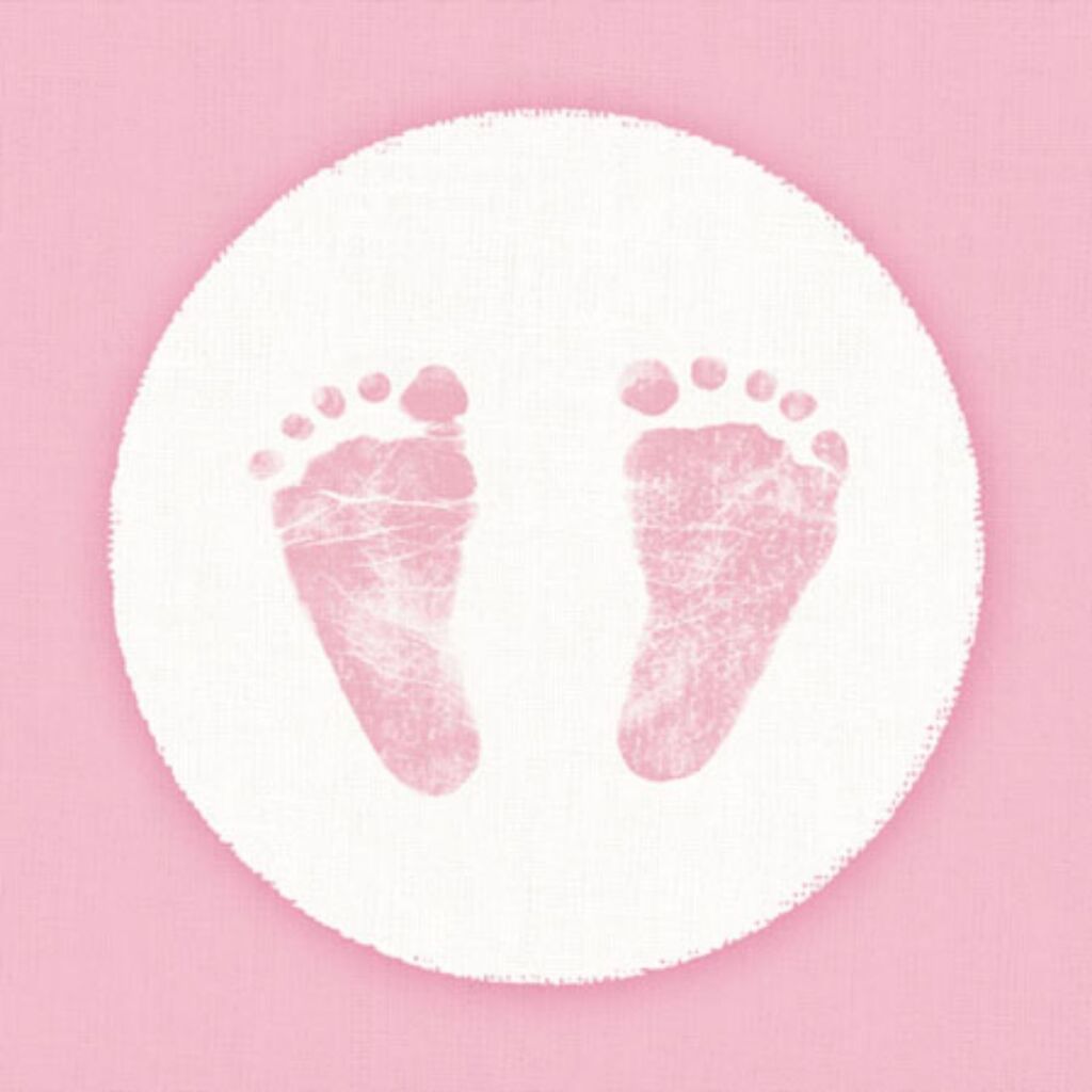 Serviettes basiques pieds de bébé fille 25 cm 20 pièces