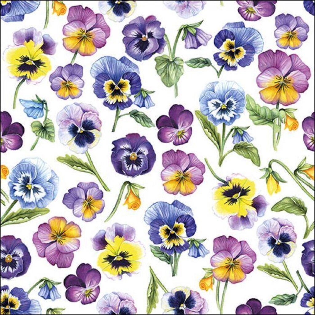 Serviettes Ambiente 33x33 cm pensée partout printemps printemps
