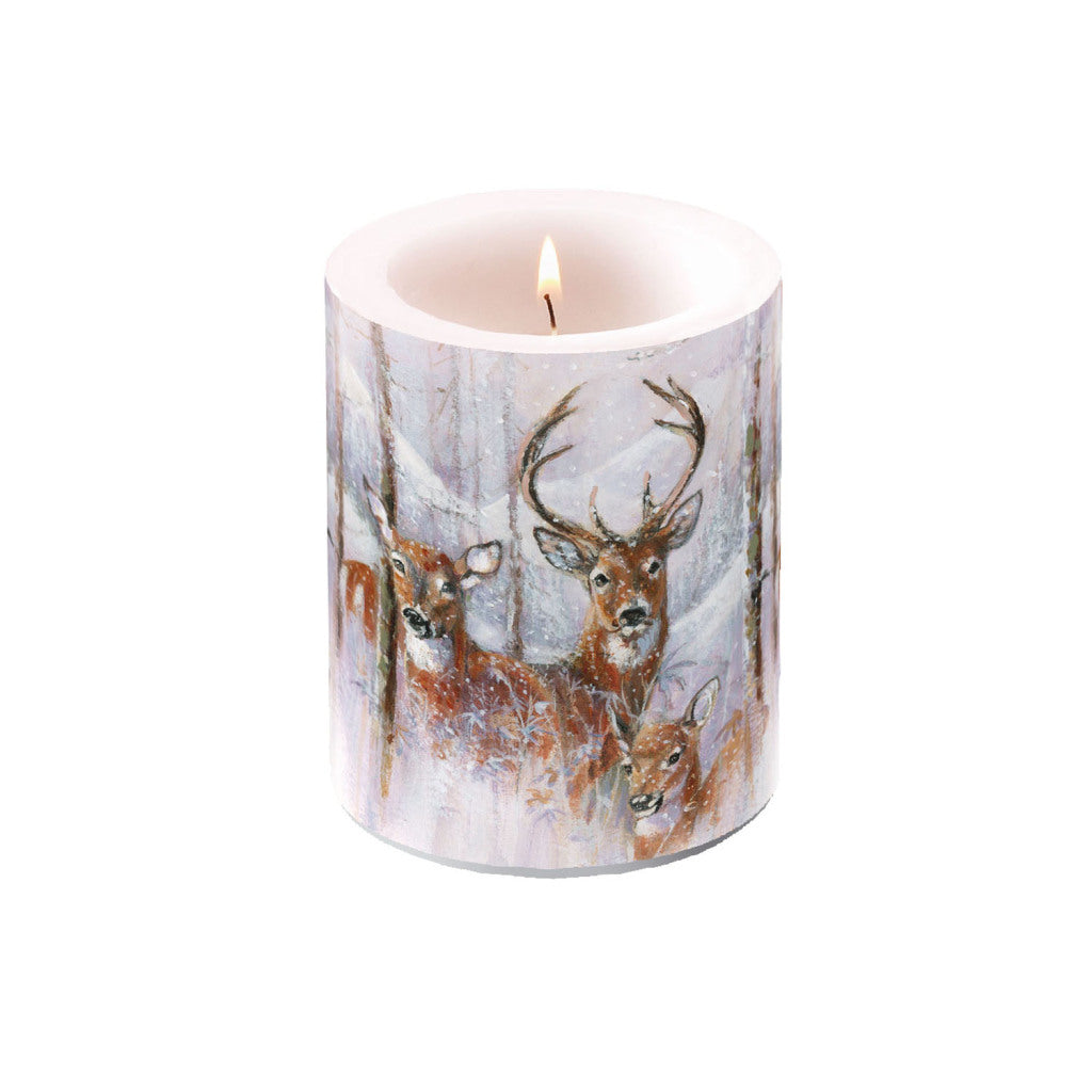 Ambiente Ambiente Bougie pilier cerf sauvage 75 heures de combustion 10x12 cm