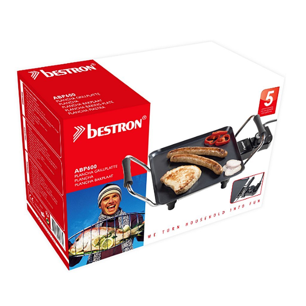 Bestron abp600 plaque à pâtisserie plancha 1000w noir