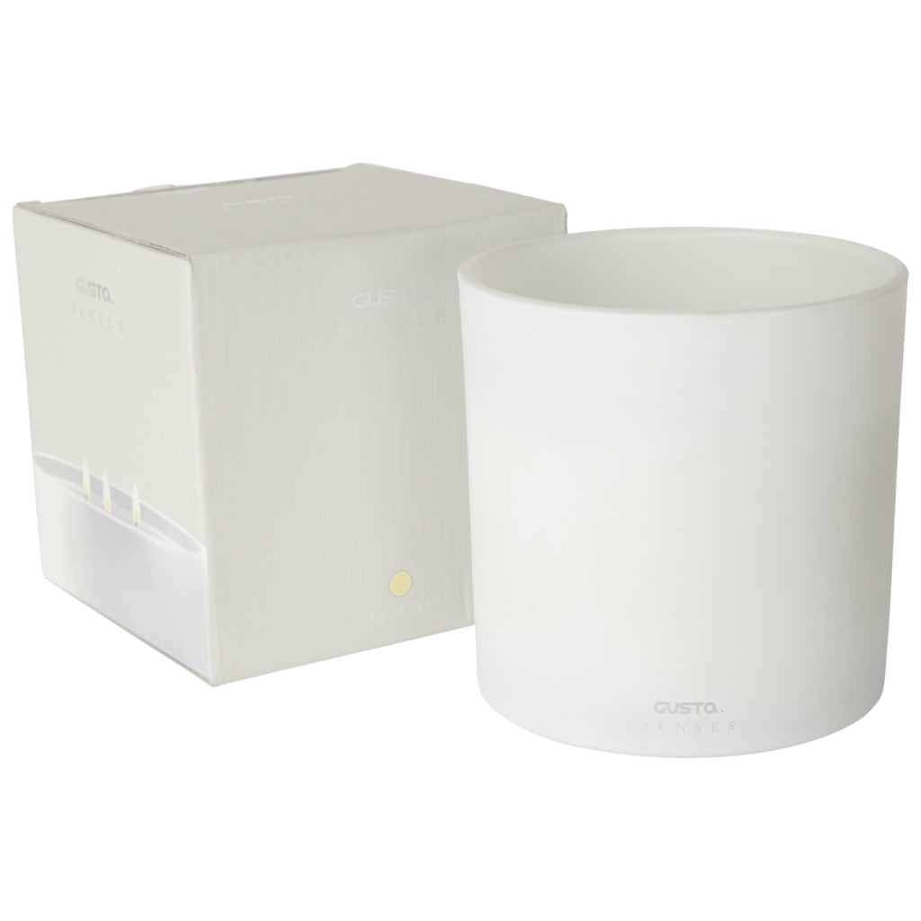 Gusta Gusta Bougie Parfumée Vanille 15 Heures de Combustion 15 cm Blanc