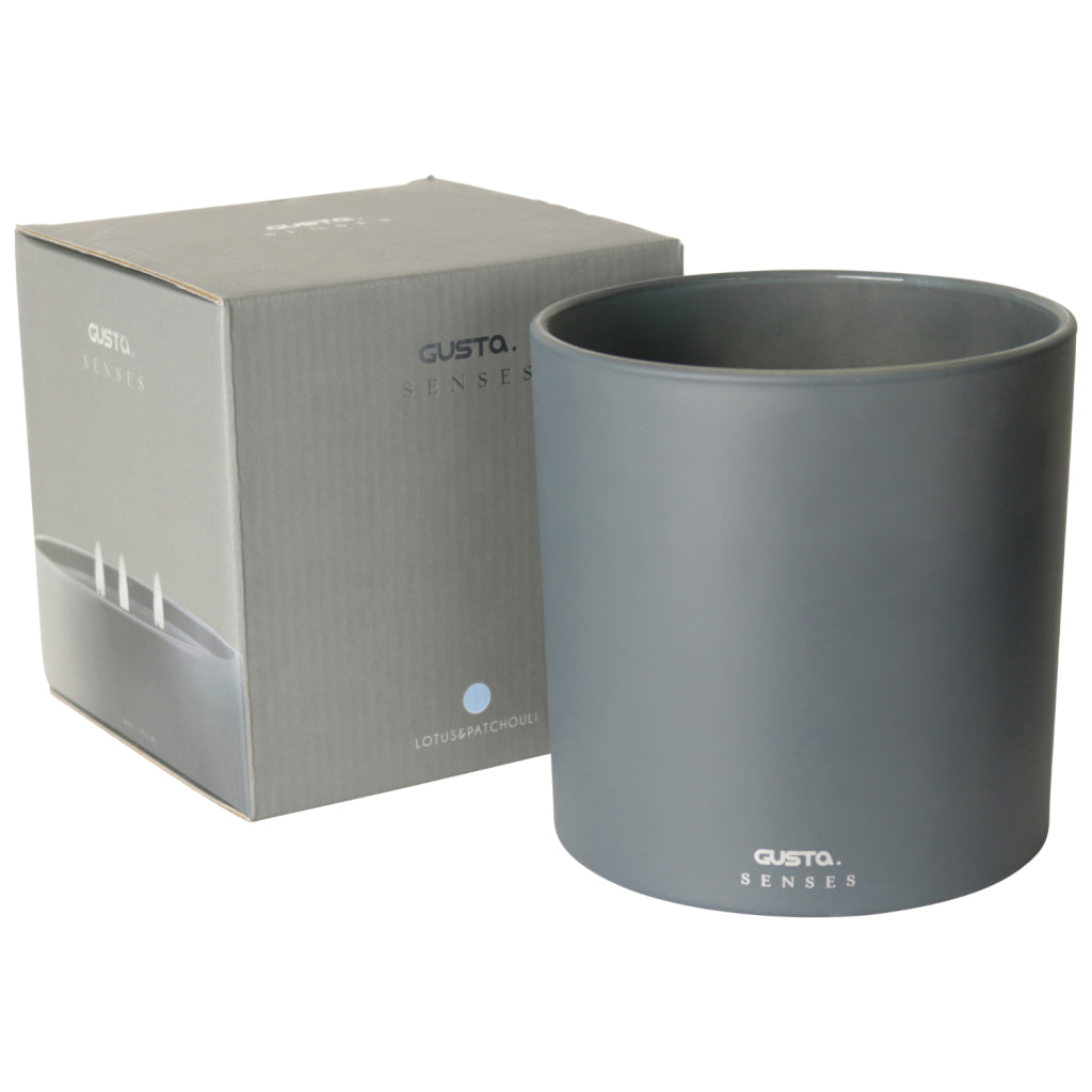 Gusta bougie parfumée lotus 15 heures de combustion 15 cm gris