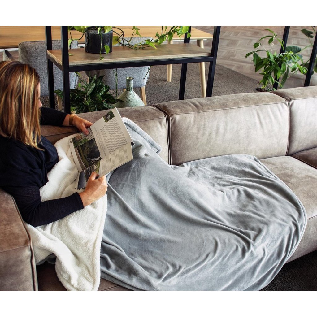 Couverture électrique Tomado 180x130 cm gris blanc