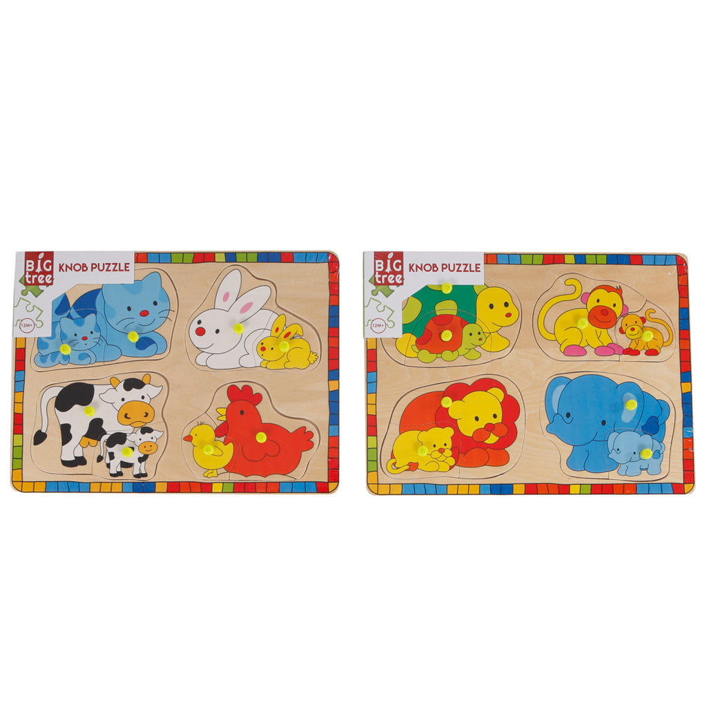 Puzzle en bois animaux sauvages avec oursons, 8 pcs.