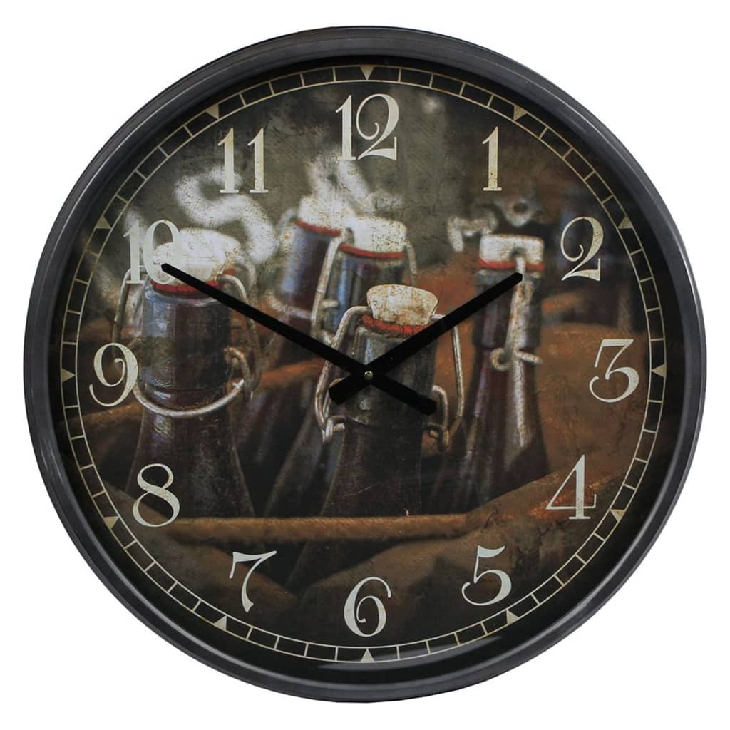 Cadeaux Amsterdam Gifts Amsterdam Wall Clocks Bottles in Crate 51 cm Metal Black