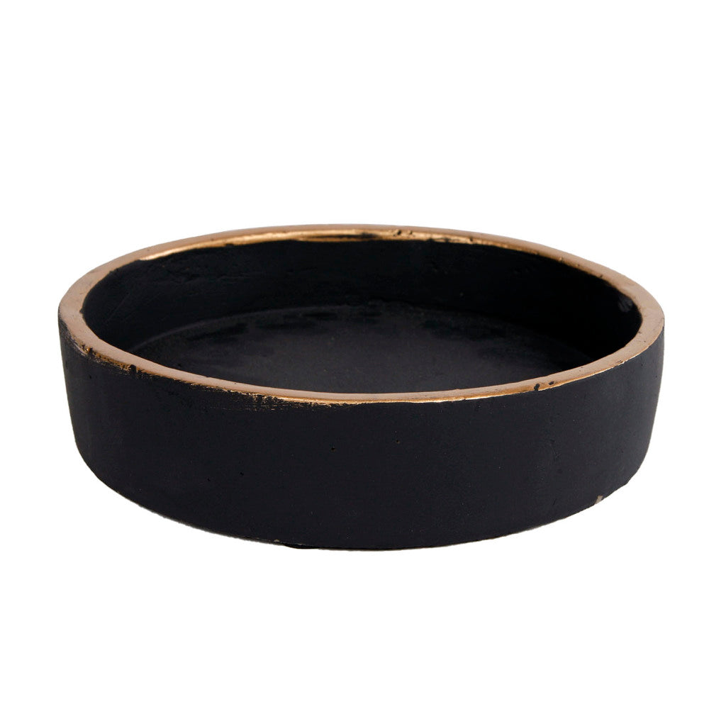 Assiette de fond divers max s faïence noir doré 16x16x3,6cm