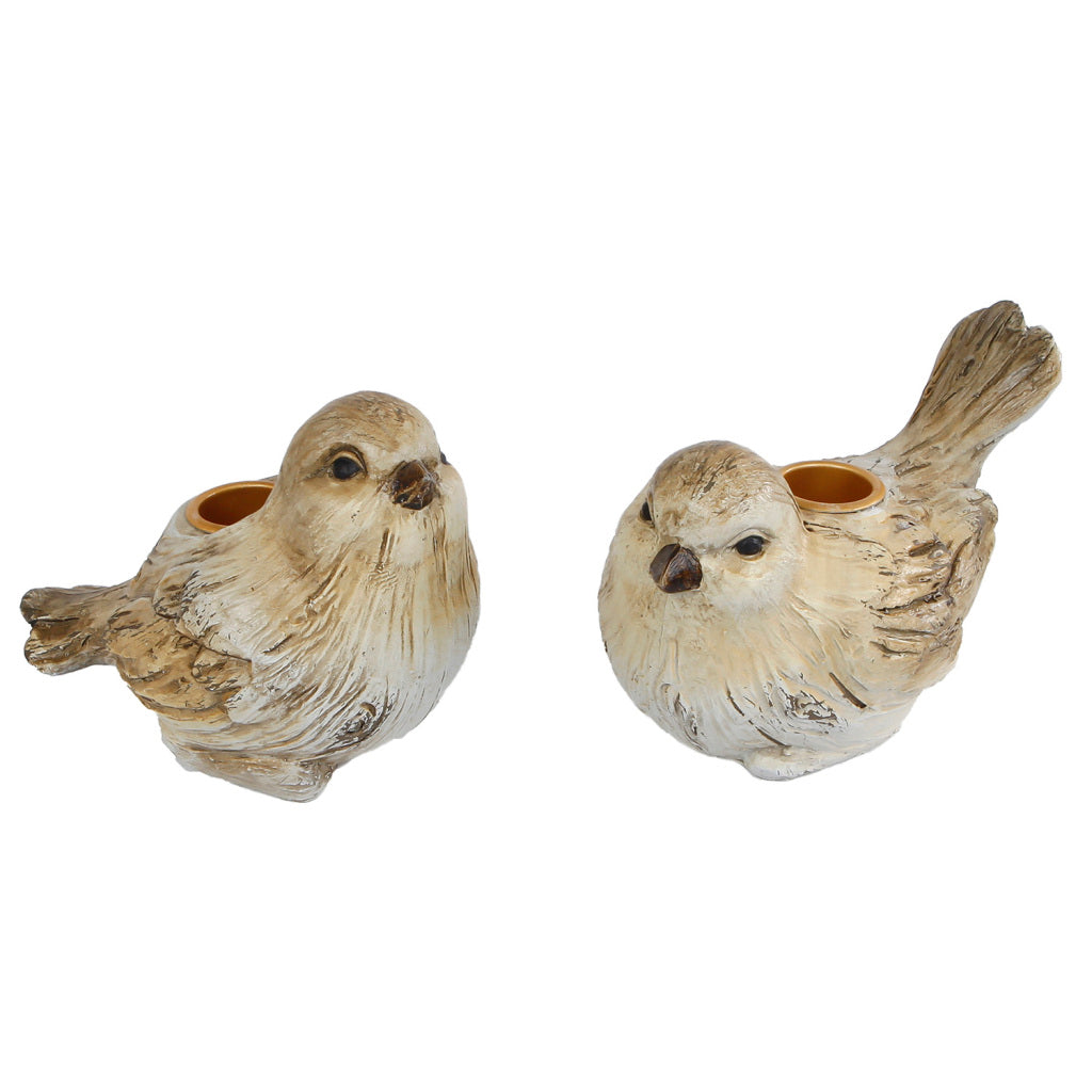 Autres marques bougeoir oiseau jack cr egrave;me marron polystone 13,5x9x10,2 cm