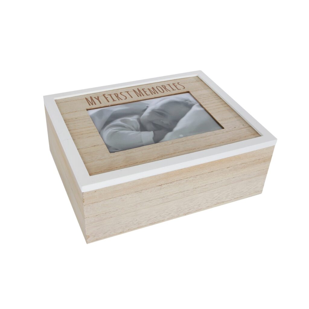 Autres marques boîte de rangement en bois mes premiers souvenirs 24x19x9 cm blanc naturel