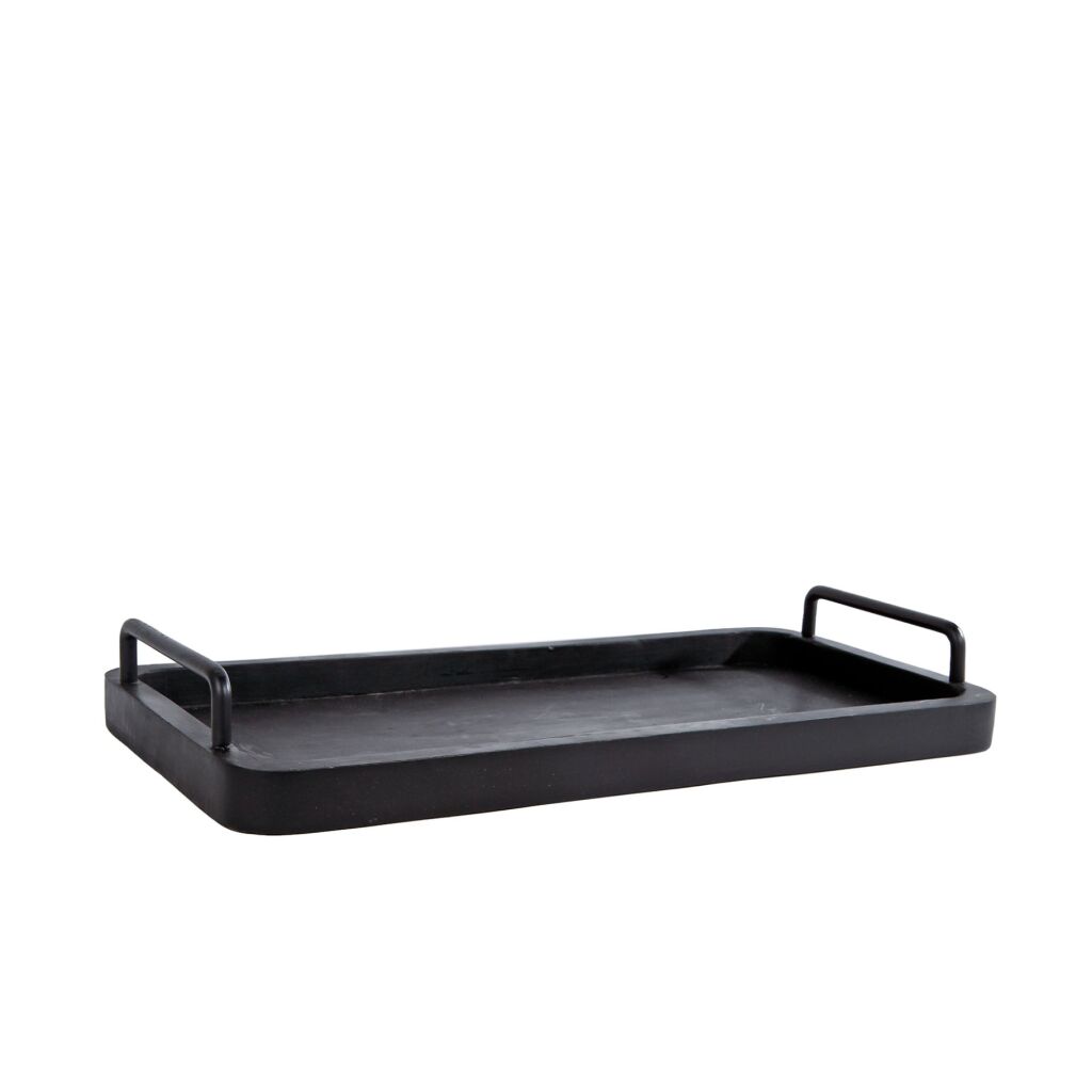 Plateau divers avec anse bois noir métal 50x24x2.5cm