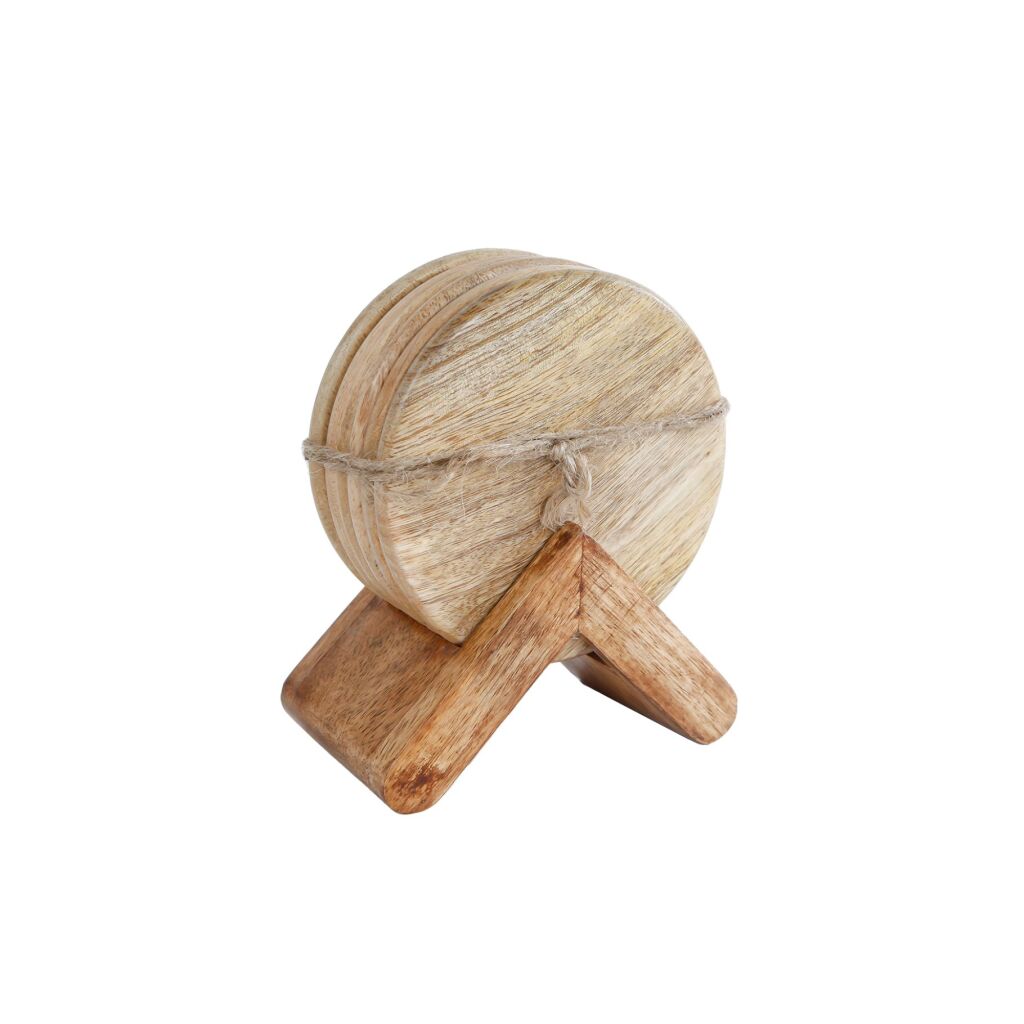 Autres marques Sous-verres en bois de mangue dans un support 10 cm 6 pièces