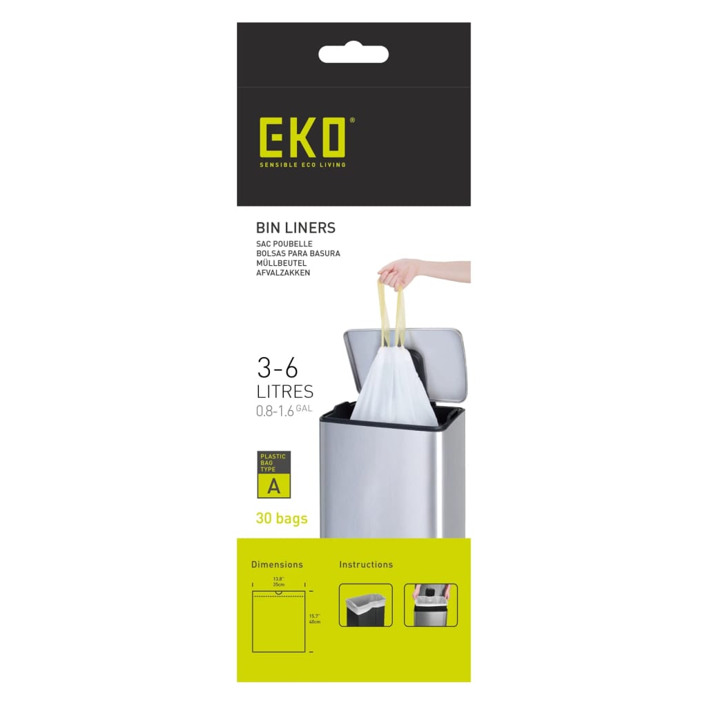 Eko Waste Bag Réglez un blanc de 24 x 30 PC 3-6 L