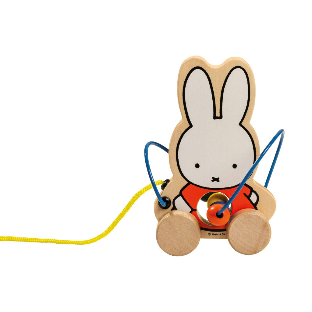 Figurine à tirer en bois Miffy avec perles