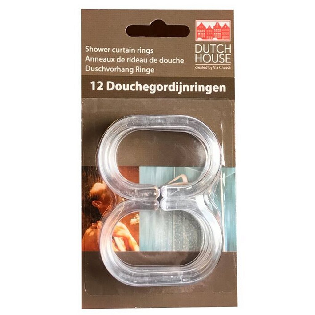 Anneaux de rideau de douche maison hollandaise transparent 12 pièces