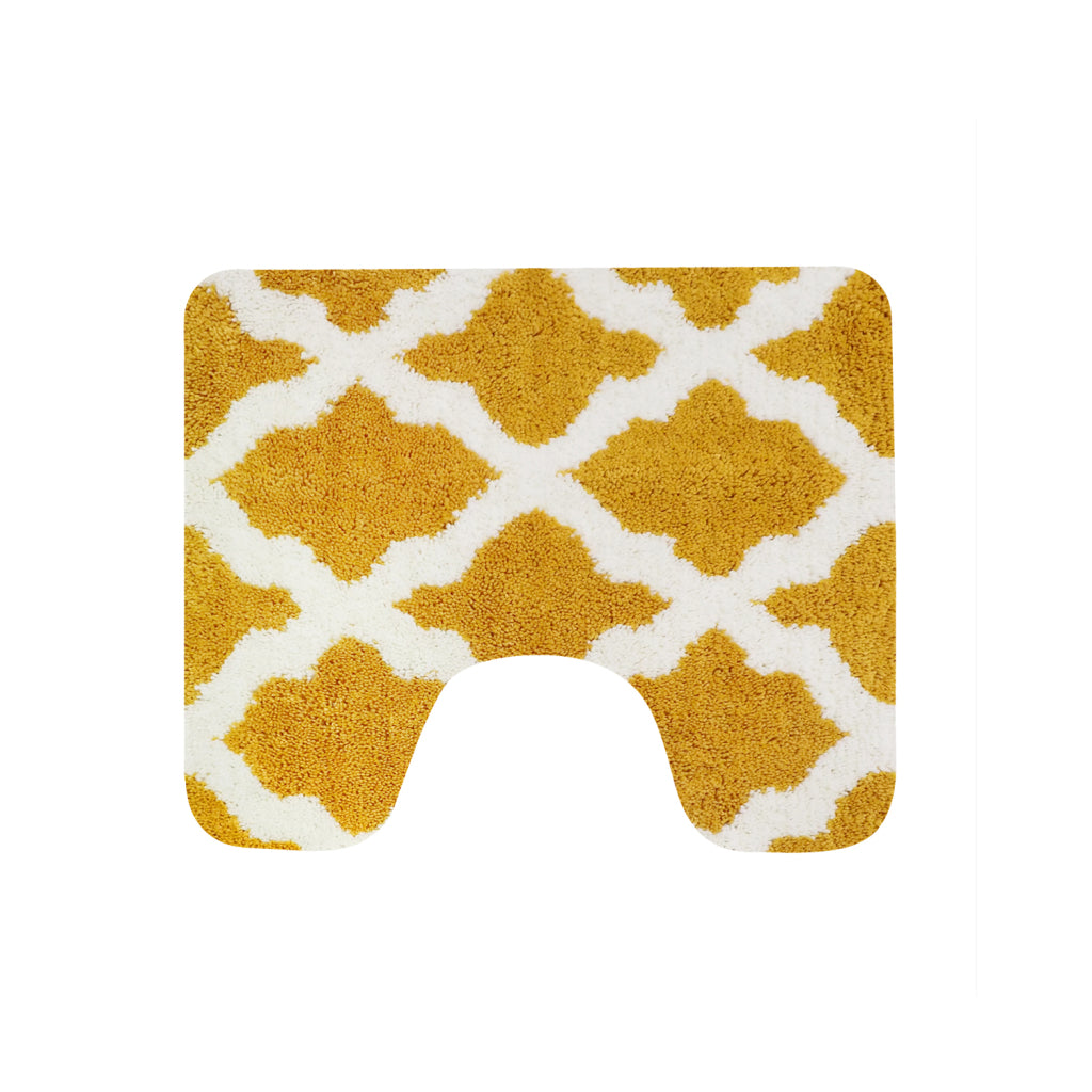Tapis de toilette Dutch House Toulon 60x50 cm ocre blanc