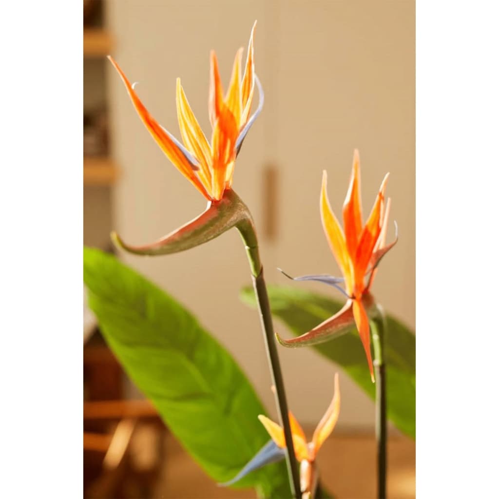 Plante d'art émeraude avec pot et fleurs strelitzia 120 cm