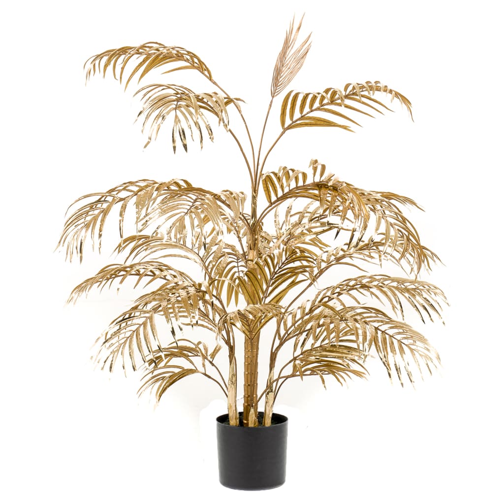 Plante d'art émeraude areca palmier 105 cm de couleur or