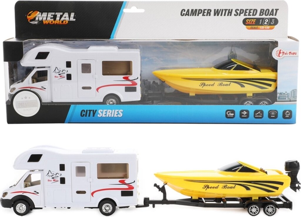 Toi-toys camping-car avec hors-bord rétractable 1:48