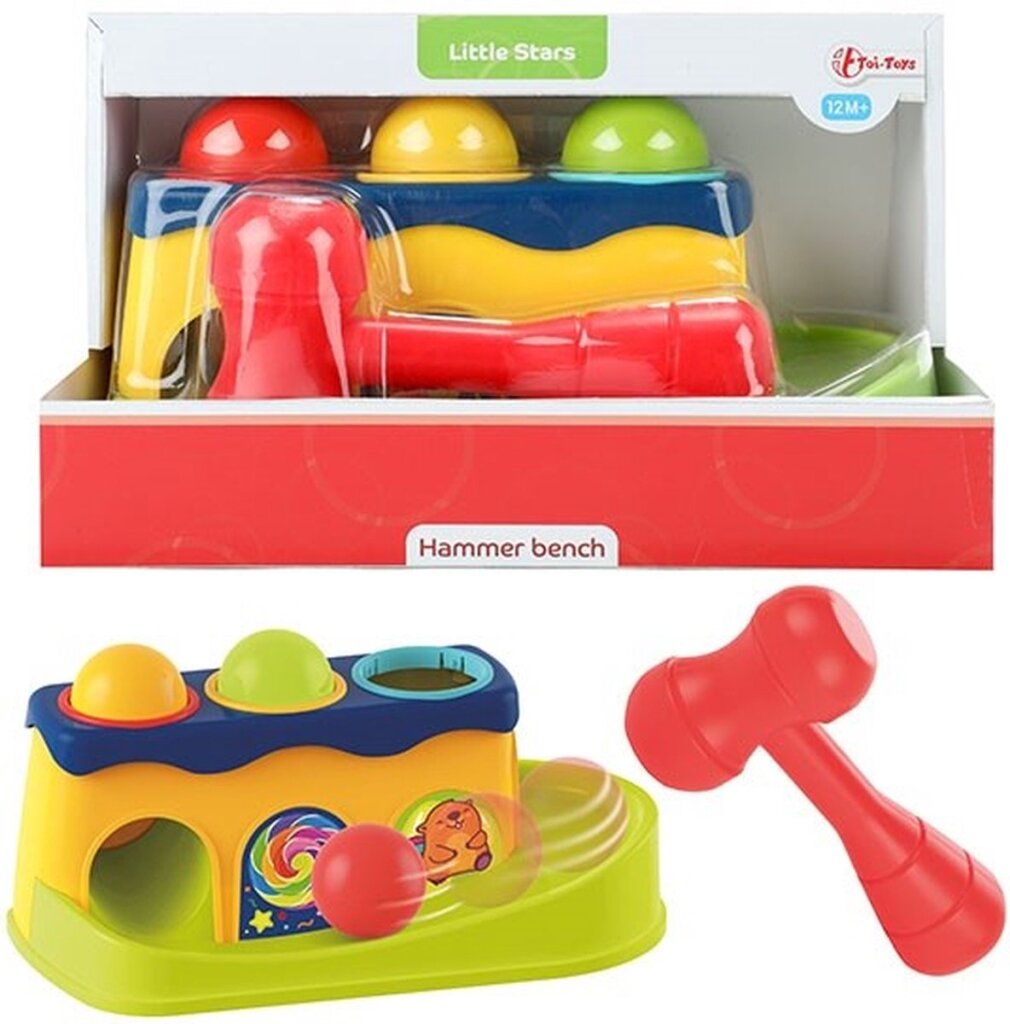 Banc marteau petites étoiles avec 3 boules hochet