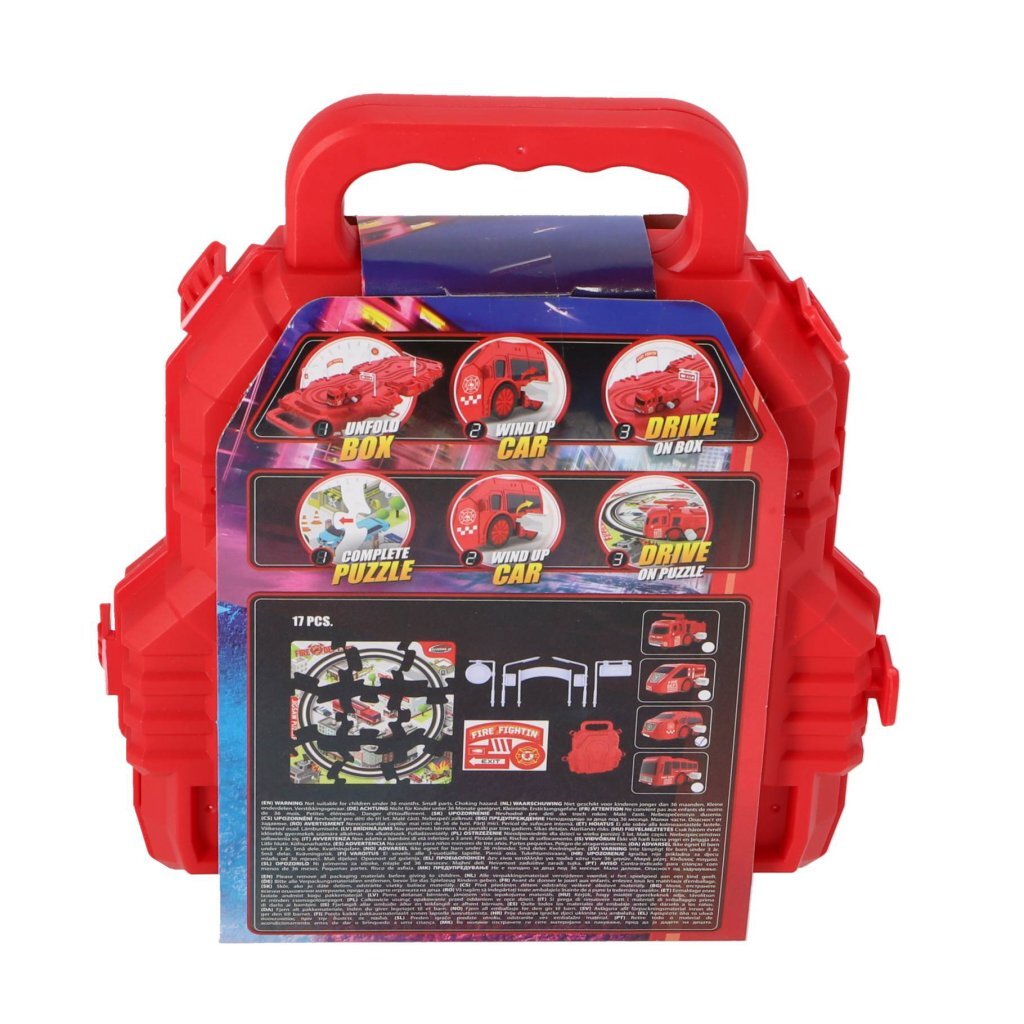 Toi-toys set de course dans une valise de différentes couleurs