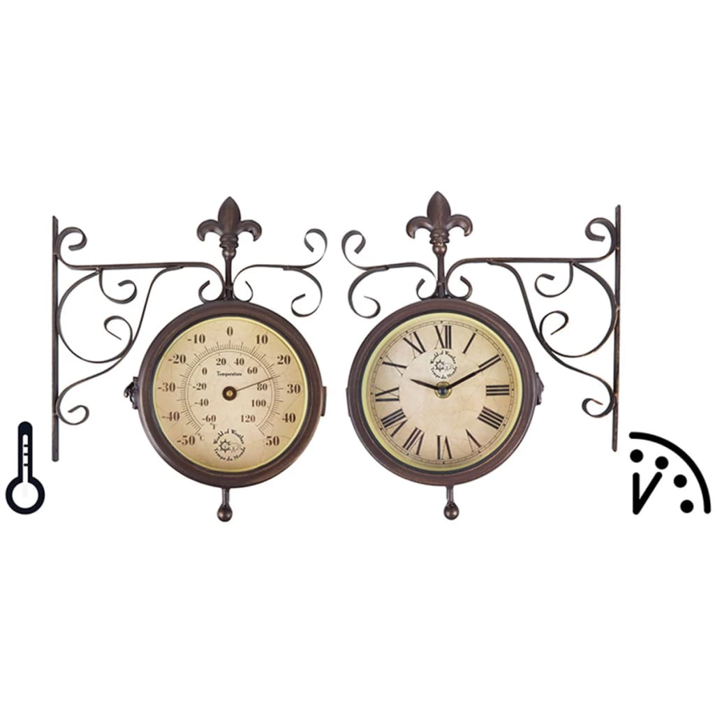 Esschert Design Stations horloge avec thermomètre TF005