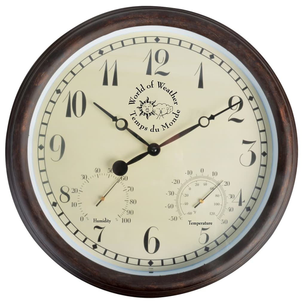 Esschert Design Stations horloge avec thermo-hygromètre 30,5 cm TF008