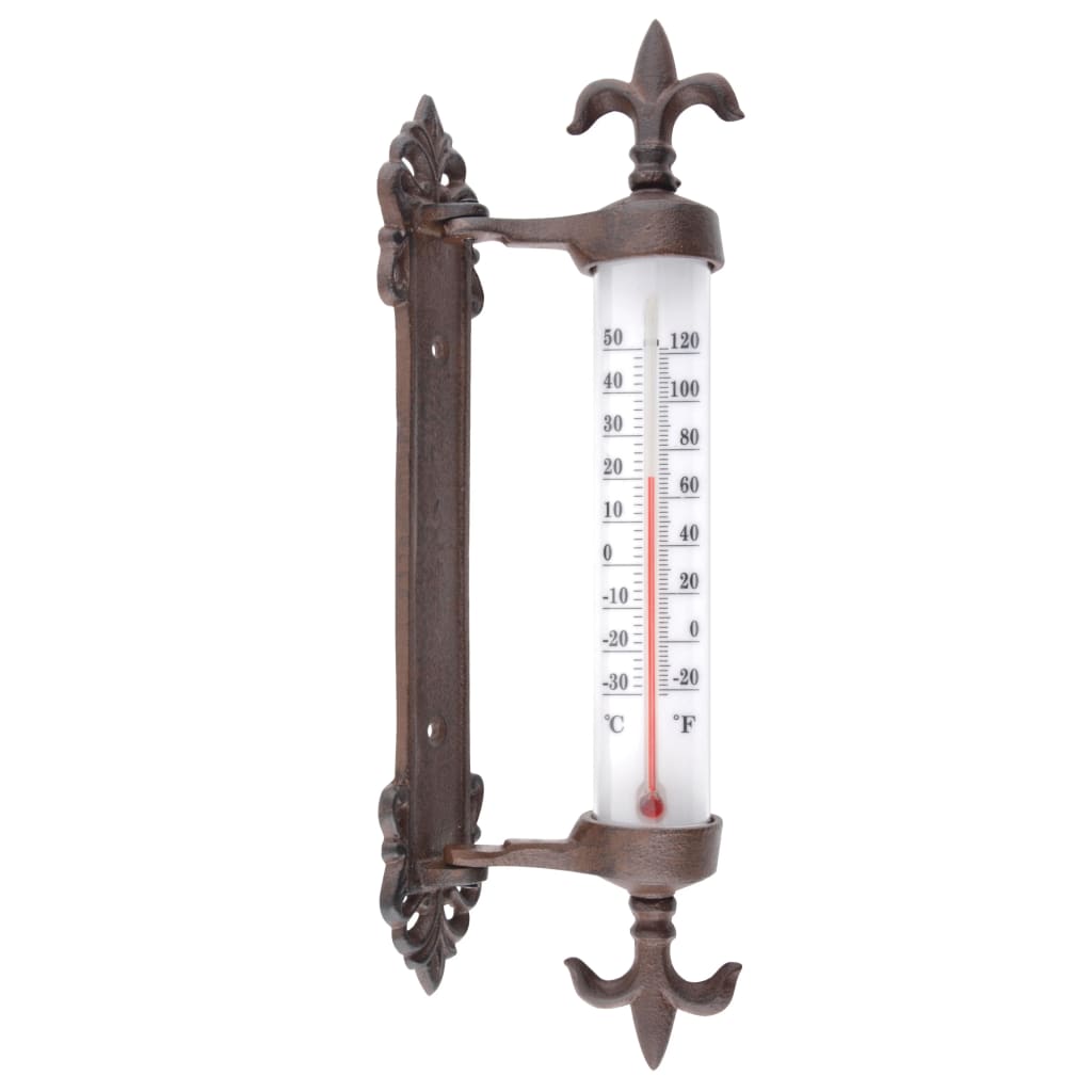 Thermomètre à cadre de fenêtre de conception Esschert en fonte